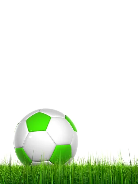 Césped natural con una pelota de fútbol — Foto de Stock