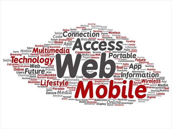 Mobile technologie web mot rond cloud — Image vectorielle