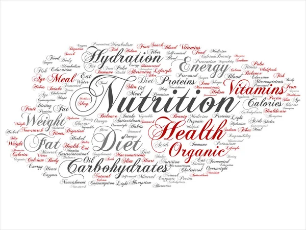 Nutrition health round word cloud — Stock Vector