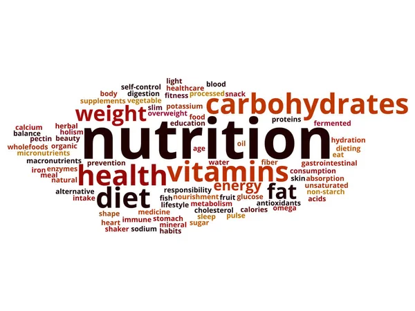 Nutrición salud palabra nube — Vector de stock