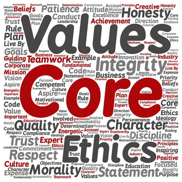 Core values concept word cloud — Stock Vector