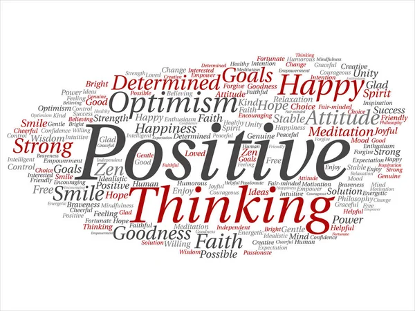 Positive thinking round word cloud — Stock Vector