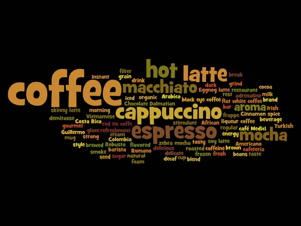 Sıcak kahve espresso kelime bulutu 