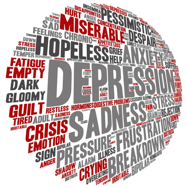 Conceptual depression word cloud — Stock Vector