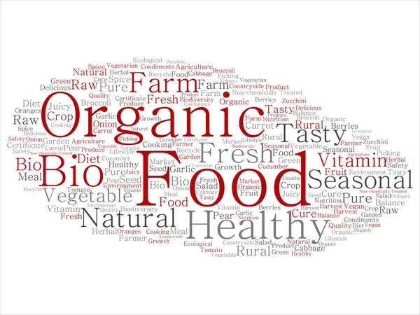 Organické potraviny abstraktní slovo mrak — Stockový vektor