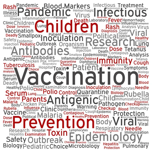 Vaccinazione dei bambini parola quadrata nube — Vettoriale Stock