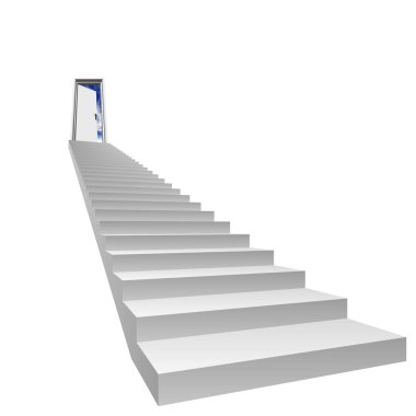 Beyaz merdiven ve açık kapı