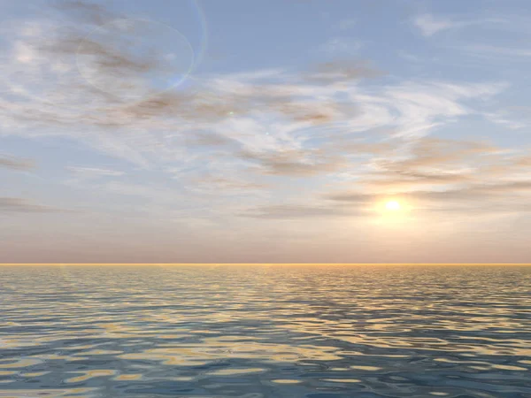 Solen nära horisonten och havet — Stockfoto