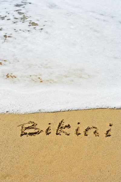 Ručně psaný text na písečné pláži — Stock fotografie