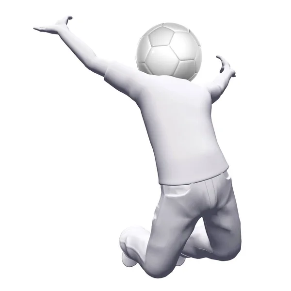 Människa med fotboll boll på axeln — Stockfoto
