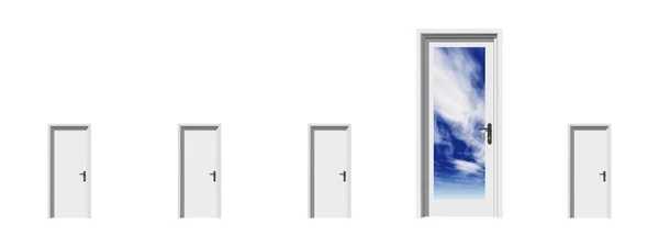 Conceptuele 3d deuren op een rij — Stockfoto