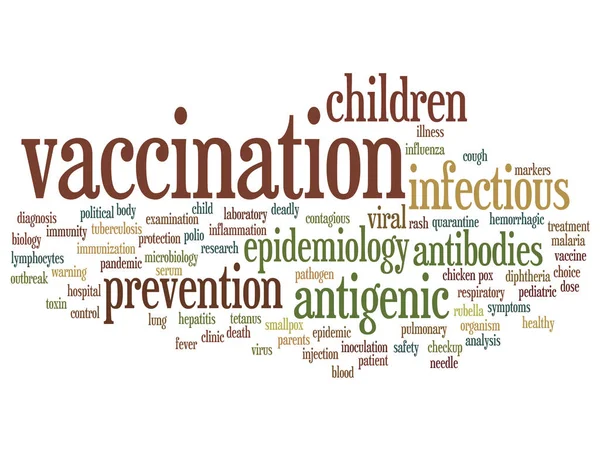 बच्चों टीकाकरण शब्द बादल — स्टॉक वेक्टर