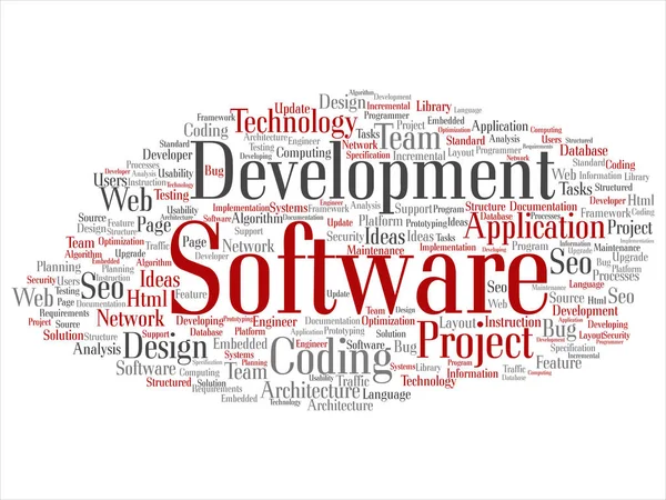 Software development slovo mrak — Stockový vektor