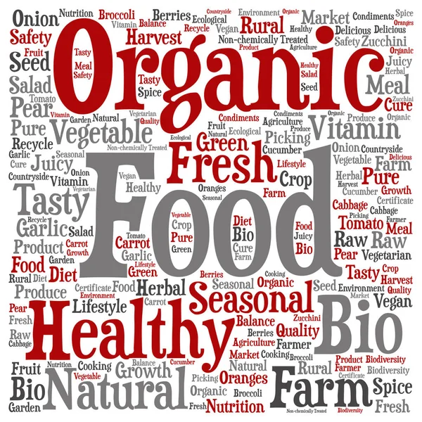 Organické potraviny slovo mrak — Stockový vektor