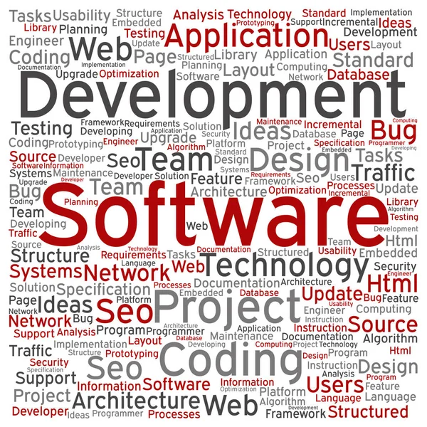 Software ontwikkeling word cloud — Stockvector