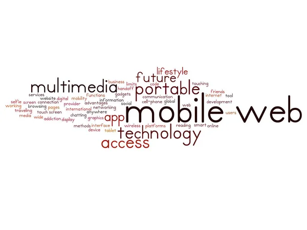 Mobiele web-technologie word cloud — Stockvector