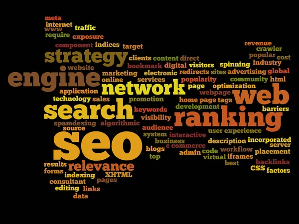 Search engine optimalisatie word cloud — Stockvector