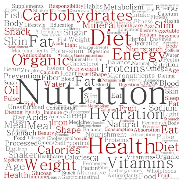 Voeding gezondheid word cloud — Stockvector