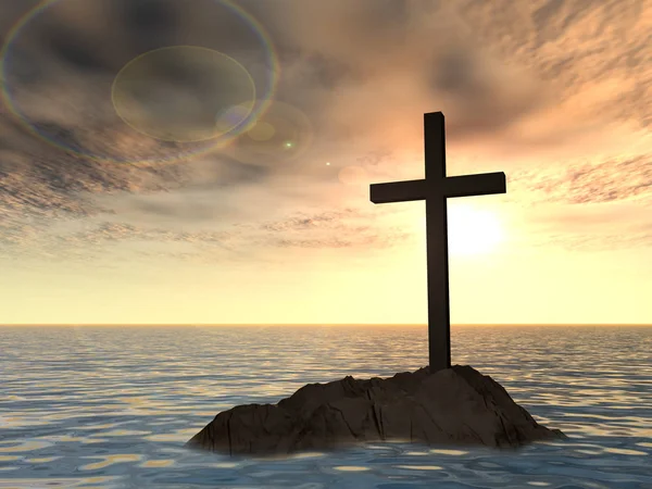 Dark christian cross — Stock Photo, Image