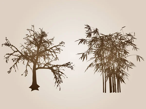 Jogo de árvores marrons grungy — Fotografia de Stock
