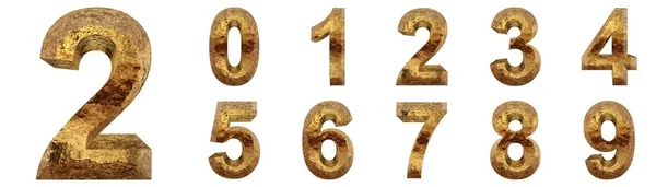 De nummers van de gouden lettertypen op wit — Stockfoto