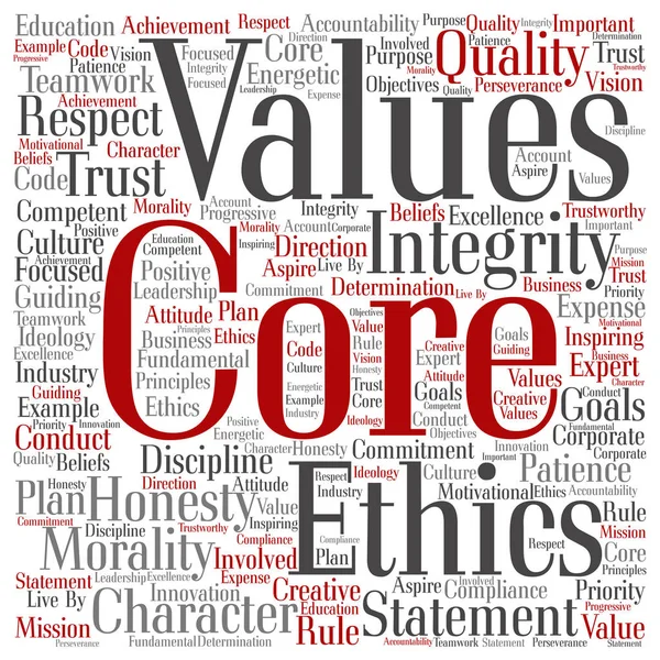 Valores centrais conceito de ética integridade —  Vetores de Stock