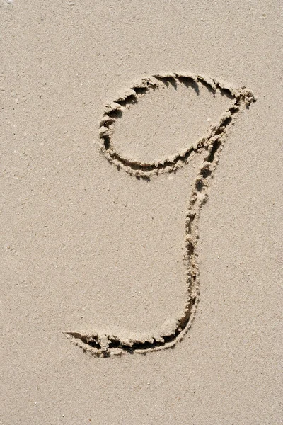 Concept or conceptual sand font or number carved on exotic beach near sea isolated on a sandy background, metaphor to nature, natural, education, character, tropical, tropical, type, message or summer — Stock Photo, Image