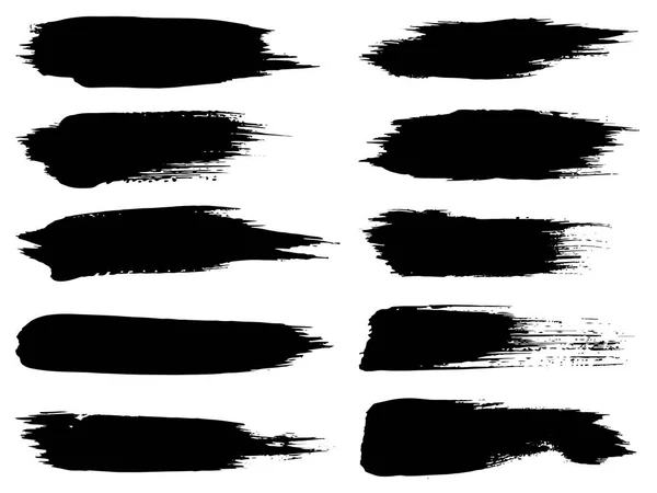 Collezione di pittura nera grungy artistico fatto a mano tratto pennello creativo impostato isolato su sfondo bianco. Un gruppo di schizzi grunge astratti per l'educazione al design o la decorazione grafica — Foto Stock