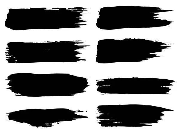 Colección de pintura negra grumosa artística hecha a mano creativo conjunto de pinceladas aisladas sobre fondo blanco. Un grupo de bocetos grunge abstractos para la educación en diseño o la decoración de arte gráfico —  Fotos de Stock