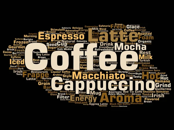 孤立的热咖啡咖啡抽象词云 — 图库矢量图片