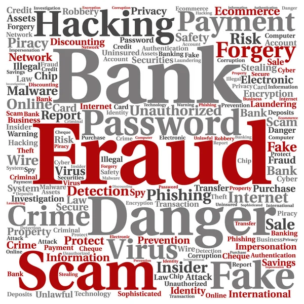Fraude bancaire paiement escroquerie danger mot carré nuage — Image vectorielle