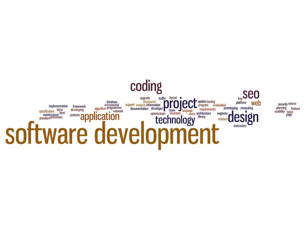 ソフトウェア開発プロジェクトのコーディング技術の抽象的な単語の雲 — ストックベクタ