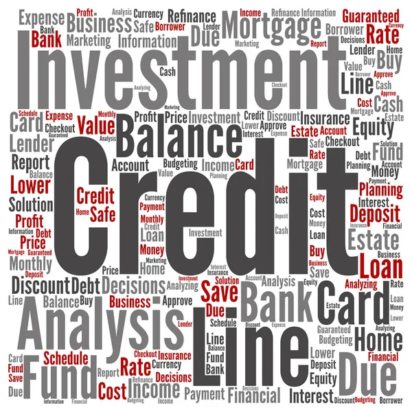 Kredi kartı hat yatırım kare kelime bulutu — Stok Vektör