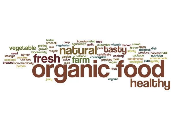 Органическая пища здоровые биоовощи круглое облако слова — стоковый вектор