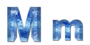 Yüksek çözünürlüklü kavramsal blue Ice veya donmuş su yazı tipi koleksiyon üzerinde beyaz izole doğal, kış için ideal arka plan veya tasarımları yaz