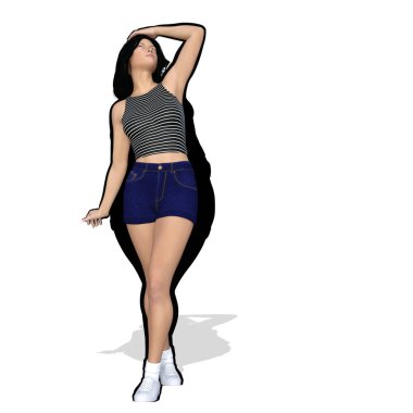 Kavramsal şişman kilolu obez kadın vs fit sağlıklı vücut Kilo kaybını takiben ince ya da diyet izole kas ince olan kadın. Fitness, beslenme veya şişmanlık obezite sağlık şekil 3d çizim