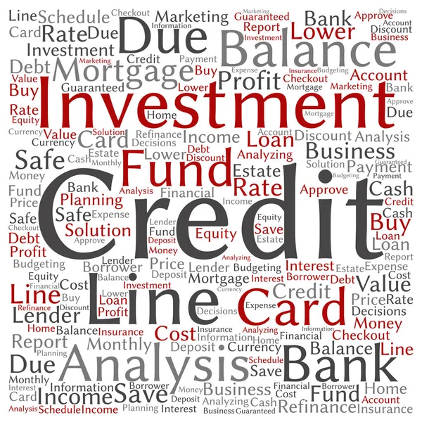 Credit card line investment square word cloud — Stock Vector