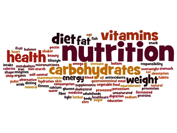 Nutricion salud o dieta palabra redonda nube — Vector de stock