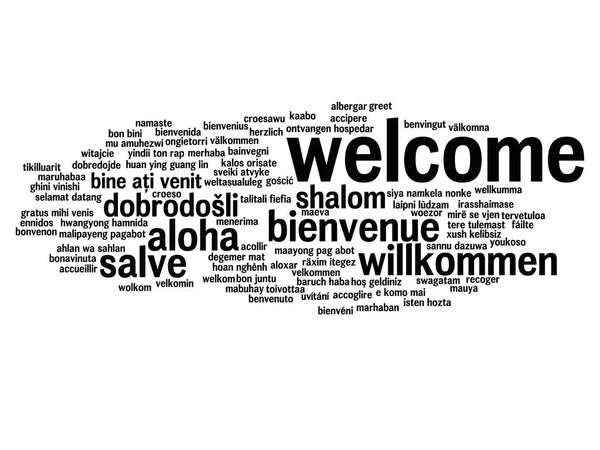 İzole hoş geldiniz uluslararası soyut kelime bulutu