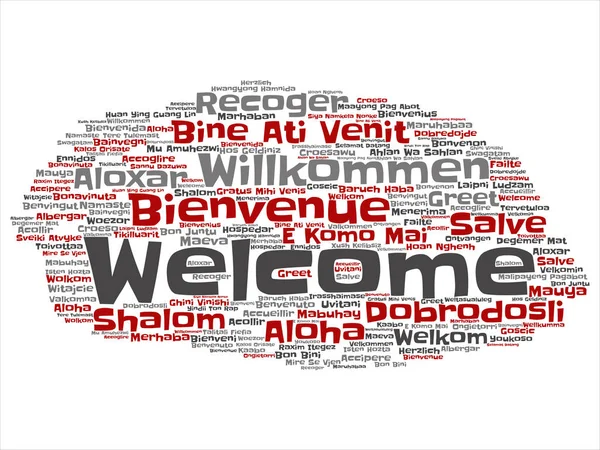 İzole hoş geldiniz uluslararası soyut kelime bulutu