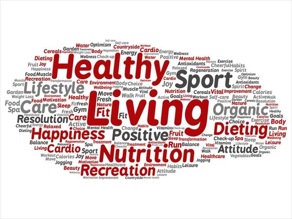 Nutrición positiva para una vida saludable o nube de palabra redonda deportiva — Vector de stock