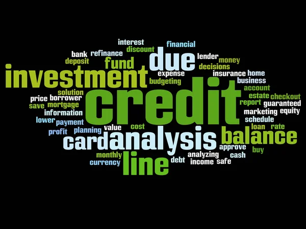 Carta di credito linea di investimento equilibrio astratto parola nube — Vettoriale Stock