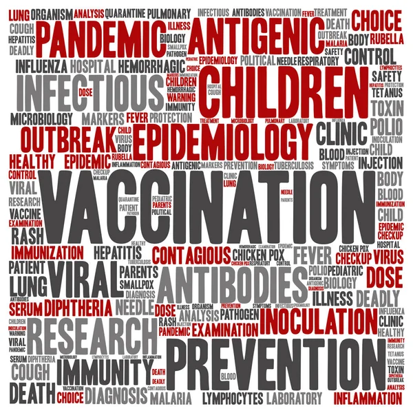 儿童接种疫苗病毒预防平方米词云 — 图库矢量图片
