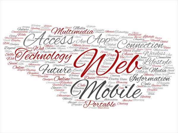 Mobile web portable technologie multimédia mot rond cloud — Image vectorielle