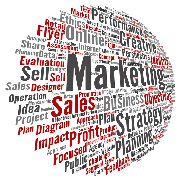 Obiettivo di marketing business turno nube di parola — Vettoriale Stock