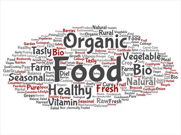 Alimento orgánico verduras biológicas saludables palabra abstracta nube — Vector de stock