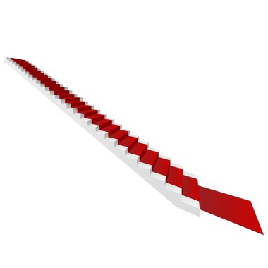 3D beyaz merdiven ve kırmızı halı