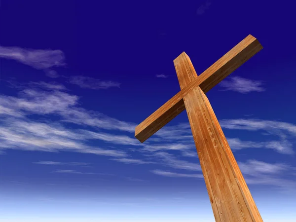 Przydrożny krzyż z drewna — Zdjęcie stockowe