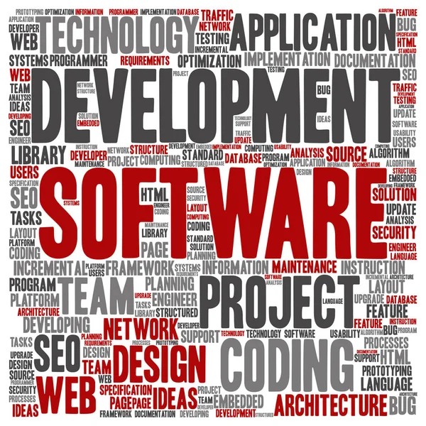 Software ontwikkeling word cloud — Stockvector