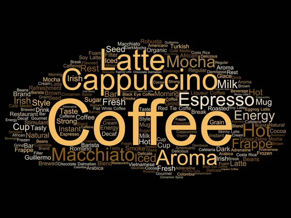 Sıcak kahve kelime bulutu